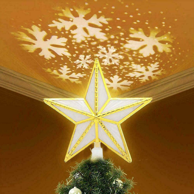 LED Snowflake Five-pointed Star Lamp Xmas Light Christmas Tree Party Topper U7D1