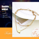 Layered Anklet - Double Ankle Chain Bracelet for Women Girls Heart Foot Jewelry