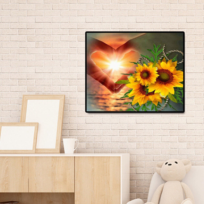 5D Full Round Diamond Painting Sunflowers Cross Stitch Embroidery Picture Kit
