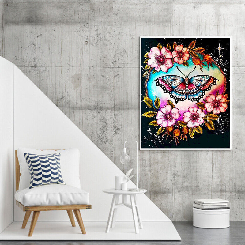Flower Butterflies Oil Paint By Numbers Kit DIY Acrylic Painting on Canvas Set