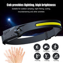 2x LED COB Headlamp Flashlight Running Camping Rechargeable Waterproof Head