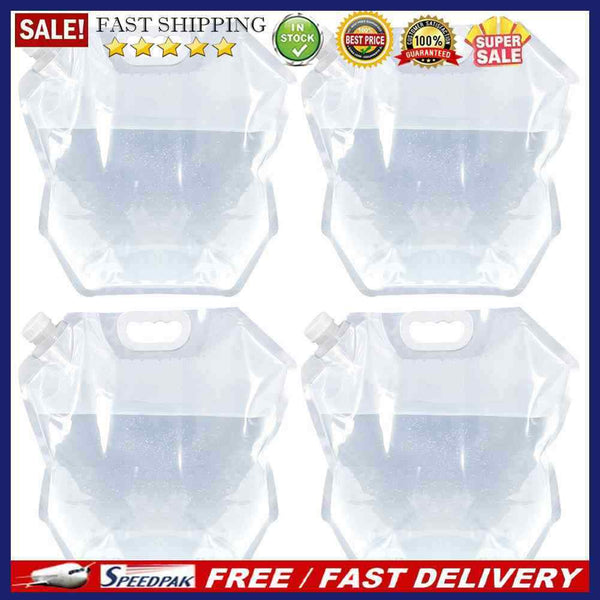 4pcs PVC Transparent Foldable Water Container Portable Collapsible Water Bag