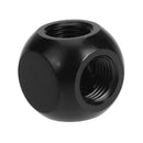 G1/4 Inner Thread 4 Way Water Tube Connector Ball Shaped Adapter(Black)