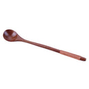 Long Handle Wooden Spoon Dessert Coffee Stirring Spoon(Brown)(Khaki thread)