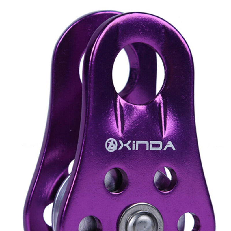 Rock Climbing Pulley Aluminum Bearing Lifting Fixed Rope Equipment (Purple)