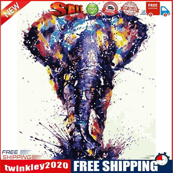 DIY Digital Oil Painting By Numbers Walking Elephant Art Picture Decoration
