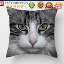 Grey White Cat Sofa Decoration Throw Pillow Covers Soft Linen Cushion Pillo