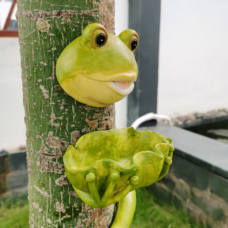 Outdoor Bird Feeding Basin Frog Tree Statue Birdbaths Feeders for Animal