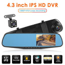 Dual Lens 1080P 4.3" IPS Car DVR Rearview Mirror Camera Dash Cam Video Recorder