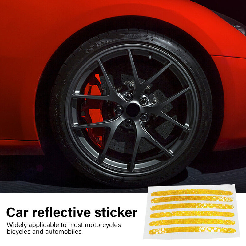 24x Universal Wheel Hub Stickers Car Bike Reflective Tire Rim Tape Strips D