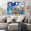 Full Embroidery Cotton 11CT 3 Strands White Fabric Statue of Liberty Cre
