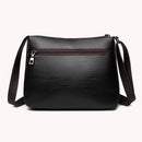 Women Braided PU Shoulder Messenger Bag Multi-pocket Solid Handbag (Black)