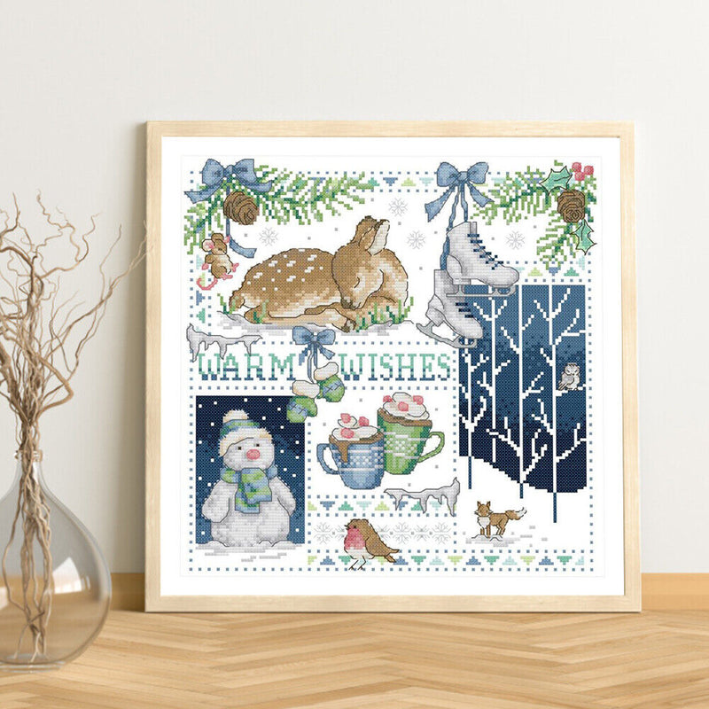 14CT Christmas Counted Partial Cross Stitch Embroidery DIY Cotton Needlework