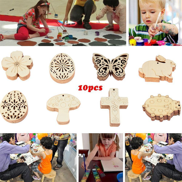 Wooden Easter Wood Chips Hanging Ornaments Easter Decorations Easter eggs