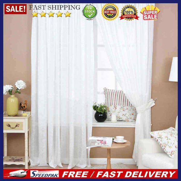 4pcs Solid Color Window Curtain Flower Pattern Valance White