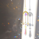 Hanging Crystal Light Catcher Metal Moon Sun Garden Wall Wind Chime (62) Newly