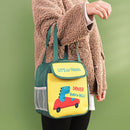Cartoon Oxford Food Insulation Bag Multi-layer Zipper Bag (Green)