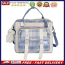Large Capacity Crossbody Backpack Japanese Canvas Plaid Portable Shoulder Bag