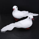 2pcs White Foam Feather Simulation Doves Wedding Table Decor Home Craft
