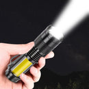 Mini Rechargeable LED Flashlight XPE + COB Waterproof Zoomable Work Light