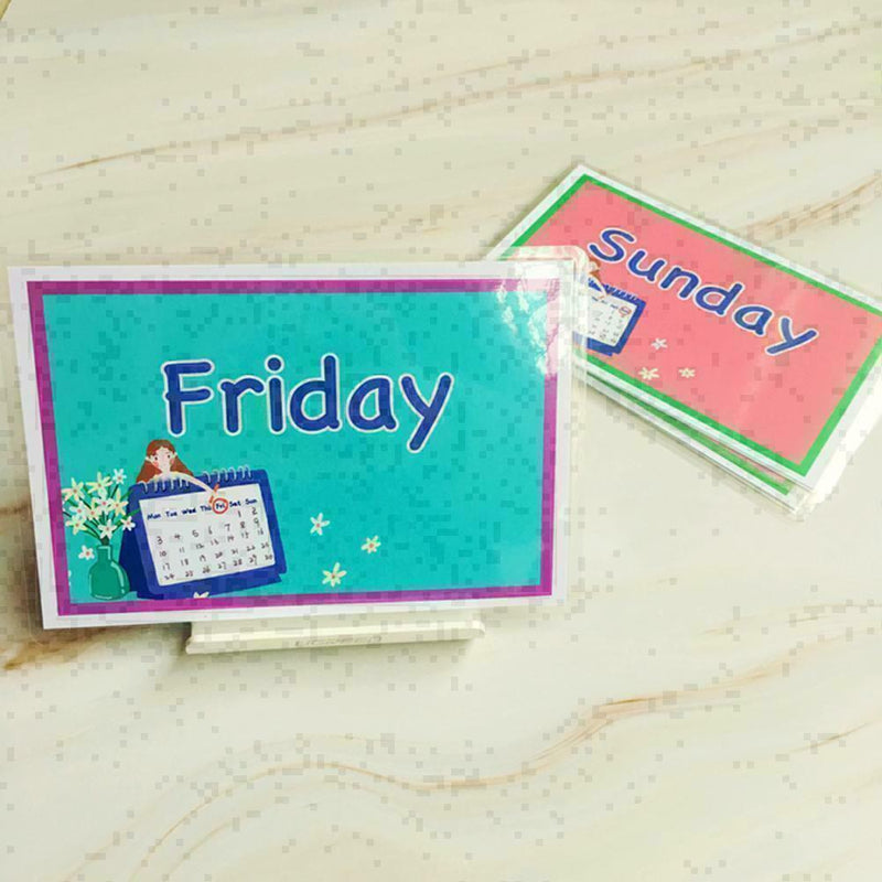 7Pcs Alphabet Number Flash Week Card Set Preschool Educational R6H6 L3H3 K6B7