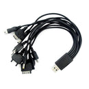 10 in 1 USB Charging Cable Universal Mobile Phone Multi-Function Power Cord