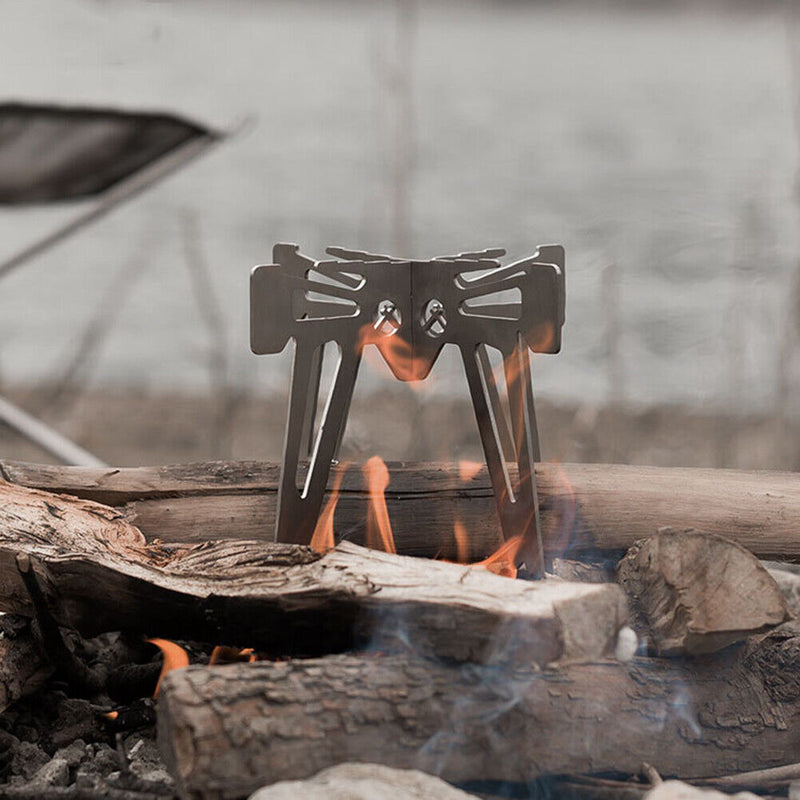 Qvien Camping Stove Stainless Steel Furnace Stove Multifunctional for Picnic BBQ