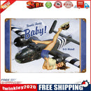 Airplane Woman Retro Metal Plate Tin Sign Plaque Poster for Bar Club Cafe