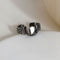 Women Girls Hollow Out Ring Hand Decoration Heart Shape Open Ring Adjustable