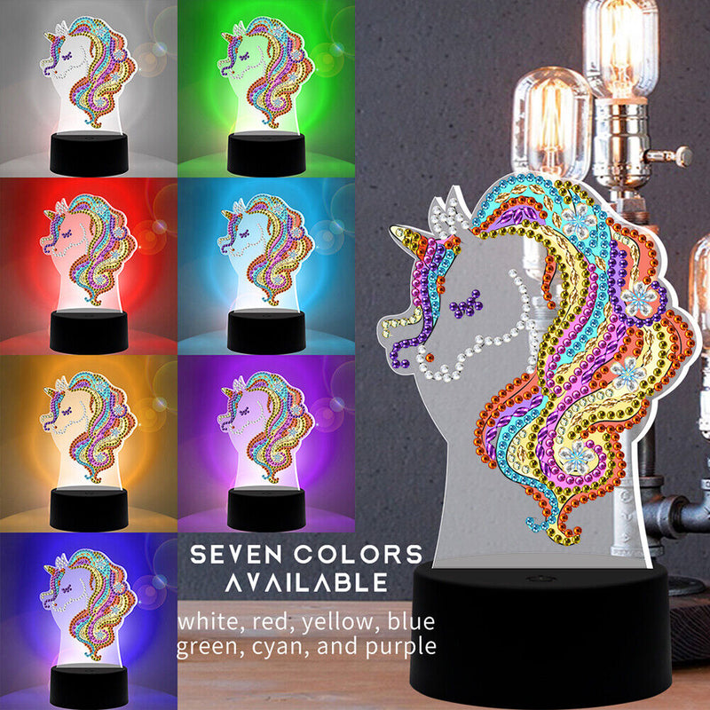 DIY Special Shaped Diamond Painting LED Light Horse Animal Embroidery Night Lamp