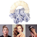Women Silk Scrunchy Multicolor Hair Band Ties Hair Styling Tools (White) Newly