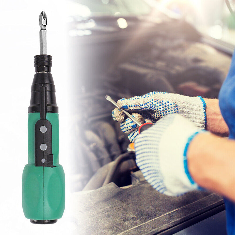 LED Anti-Slip Rod Handle Electric Screwdriver Kit Torque USB Drill (Green)