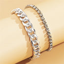 Jewelry Adjustable Chunky Chain Diamond Anklet Layered Accessory Cuban Link