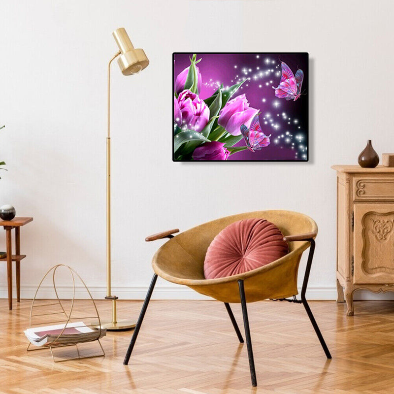 DIY Painting By Numbers Flowers Butterflies Acrylic Canvas Handpainted Wall Art