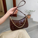 Retro Women Alligator Pattern Shoulder Bag Ladies Pure Color Chain Hobos Handbag