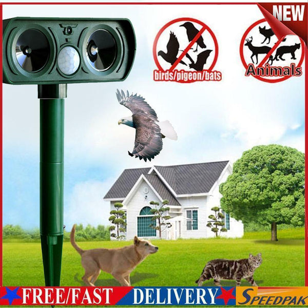 Ultrasonic Solar Garden Deterrent Repeller Animal Bird Cat Scarer Pest Fox Dog