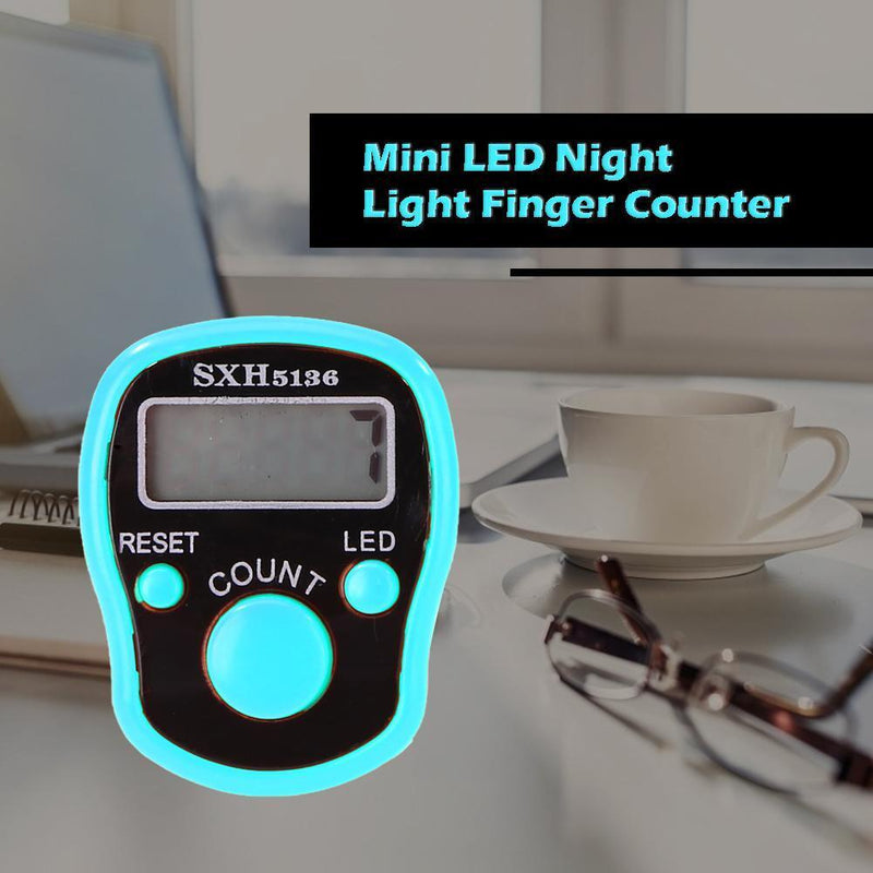 LCD Display Finger Counter LED Bright Electronic Counter (Sky Blue)