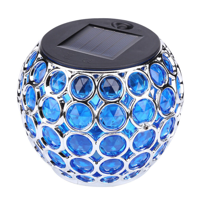 Solar LED Hollow Hanging Ball Light Outdoor Waterproof Garden Lamp (Blue) Newly