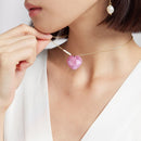 Healing Magic Wand Gift Energy Pink Crystal Necklace Heart Pendant Gem Jade