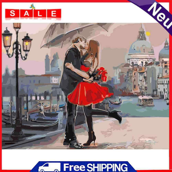 Couple Kissing Partial Oil Paint By Numbers DIY Handpainted on Canvas Wall Arts
