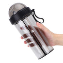 600ml Dual Straw Cup Outdoor Sports Drinking Beverage Water Bottle (Black)