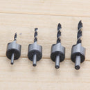4Pcs HSS 5Flute Countersink Drill Bit Set Screw Woodworking Chamfer Tool 3-