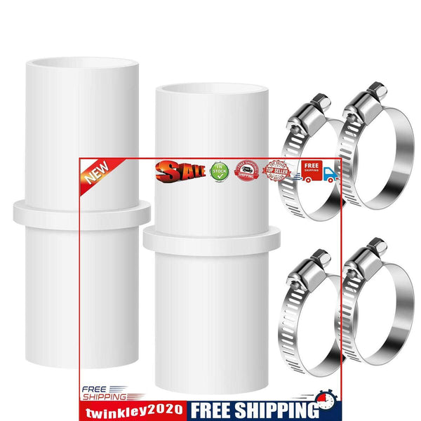 Drain Hose Connectors 2pcs Washing Machine Hose Extension + 4 Hose Clamps