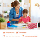 #A Pencil Case Large Capacity Cosmetics Brushes Pen Pouch Toiletry Bags (Plaid)