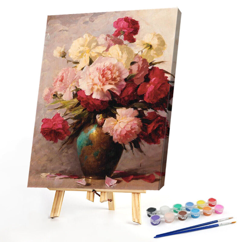 DIY Oil Paint by Numbers Flowers in Vase Pattern Acrylic Drawing Home Decorti