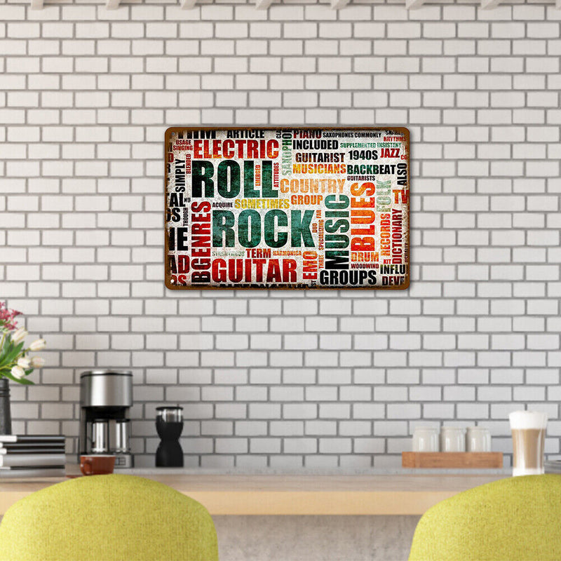 Roll Rock Metal Plate Tin Plaque Bar Pub Wall Art Sign Home Decoration