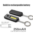COB LED Mini Flashlight Keychain Outdoor Waterproof Pocket Work Lamp Black
