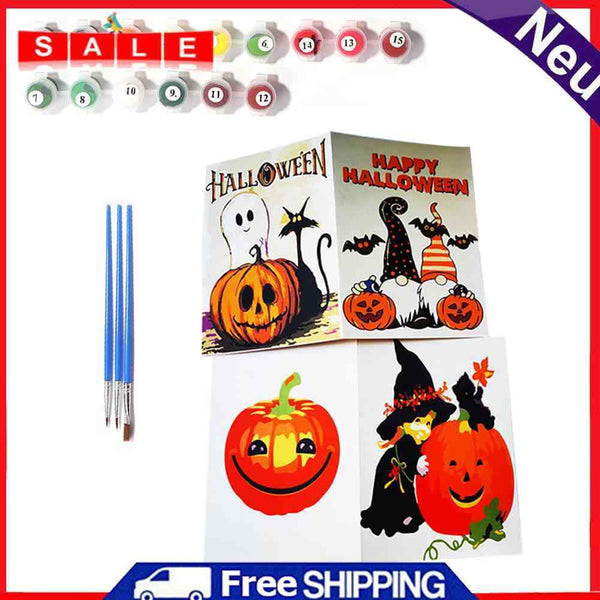 DIY Halloween Greeting Card Paint by Numbers Drawing Pictures Festival Gifts