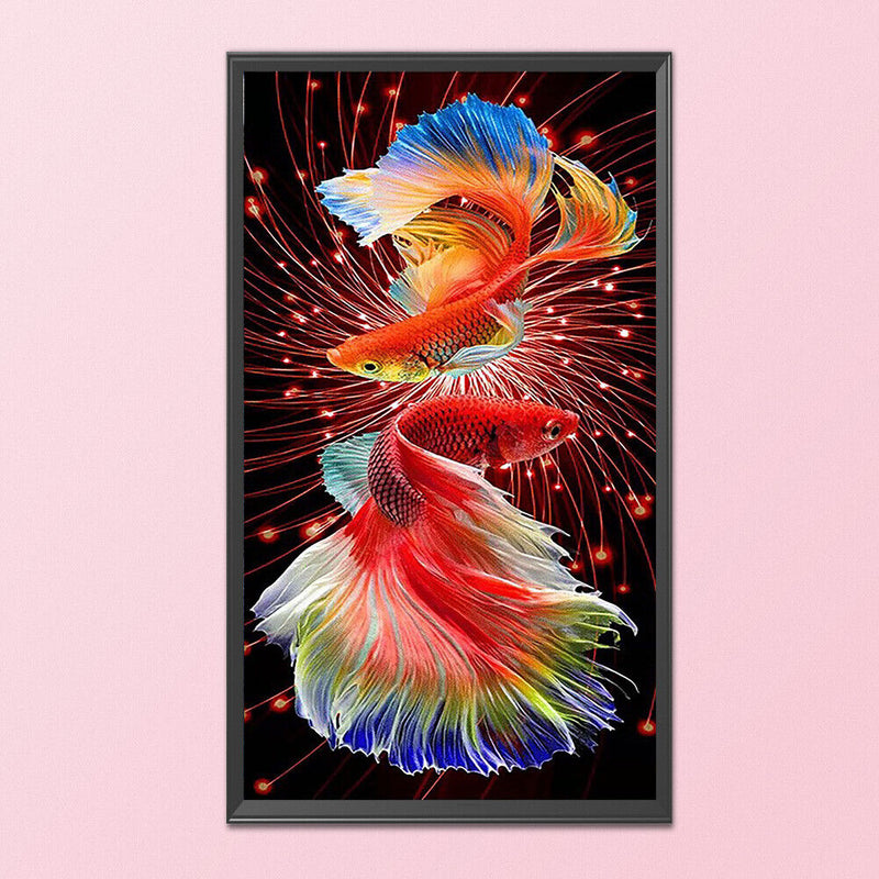 11CT Full Cross Stitch Pair of Koi Counted DIY Needlework Animal Wall Art Crafts