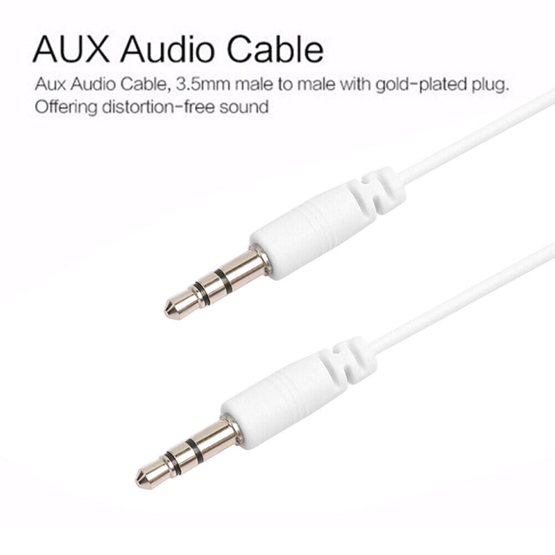 3.5mm Stereo Jack Audio Cable Male to Male AUX Cord for Car Speaker Headphones